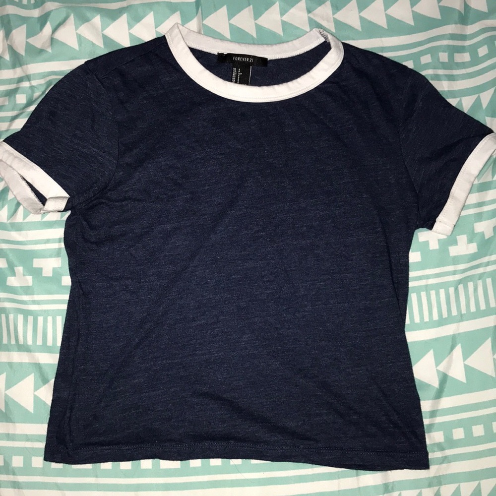 Forever 21 semi-Crop top-Navy Blue